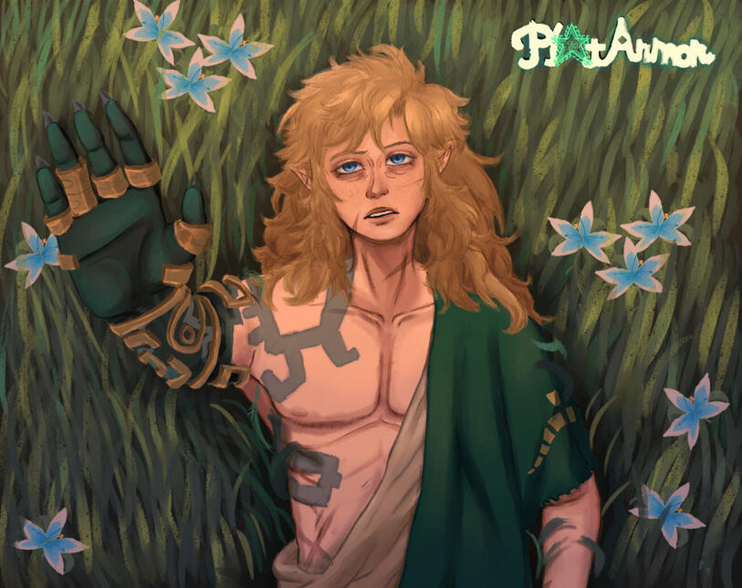Art Of link, from The legend of Zelda: Tears of the Kingdom, Reaching out longingly toward the audience